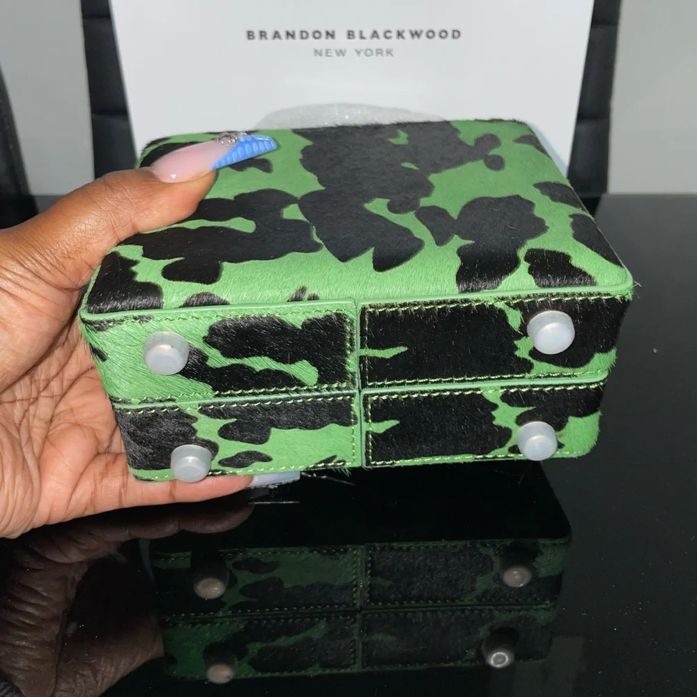 Brandon Blackwood Mini Kendrick Trunk- Black & Green Cowprint Ponyhair - Picture 4 of 9